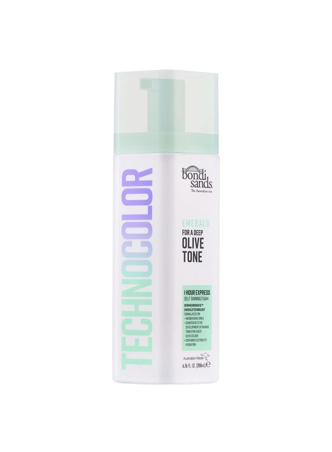 Technocolor Emerald 1 Hour Express Self Tanning Foam|Best for Medium Skin Tones Looking to Achieve a Deep, Olive Toned Tan|6.76 fl. oz.