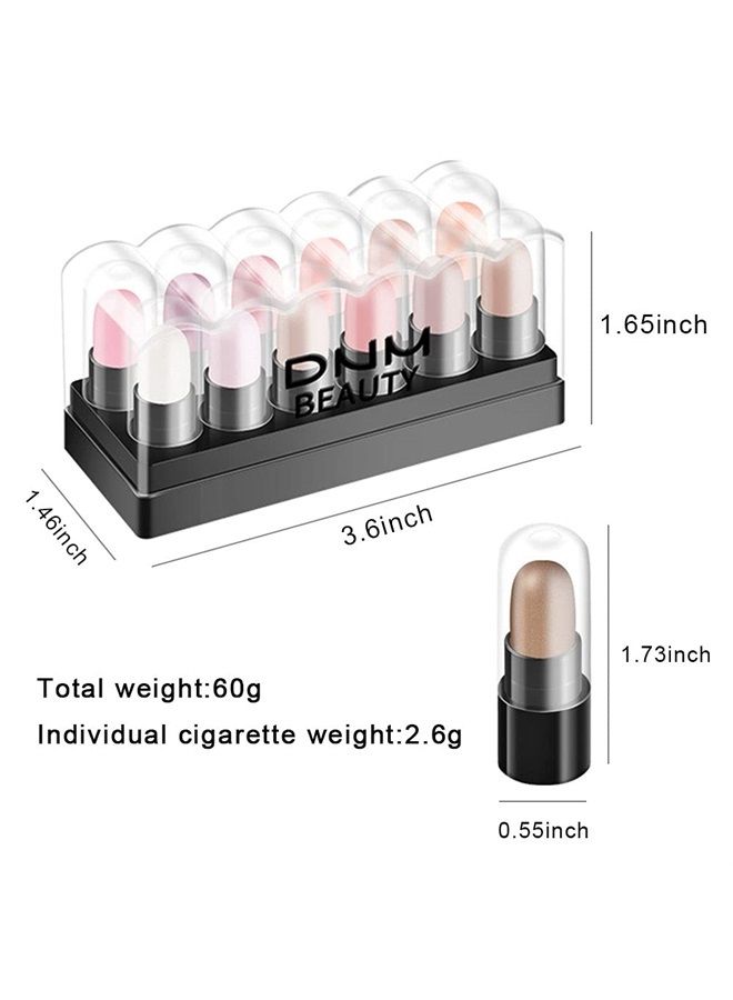 12 Colors Glitter Gradient Eyeshadow Eye shadow Stick Pen Makeup Set, DNM Waterproof Shimmer Pink Eyeshadow Sticks Smoky Makeup Cosmetic (Pink)