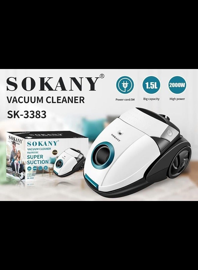 Sokany Vacuum Cleaner-White,1.5L,2000W,Model:Sk-3383