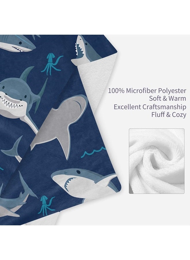 Shark Blanket, Baby Shark Blanket for Boys, Soft Warm Lightweight Fleece Blanket for Kids, Blue Shark Throw Blanket Gift for Shark Lovers Decor for Bedroom Sofa Couch All Seasons (50