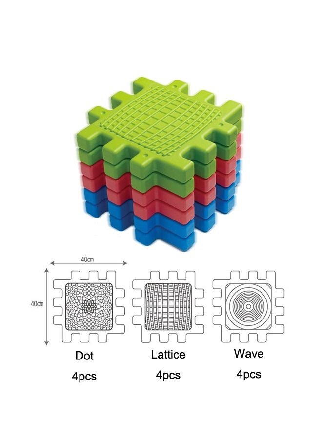 12-Piece Plastic Sensory Toy Textured Tactile Cube Building Block For Daycare