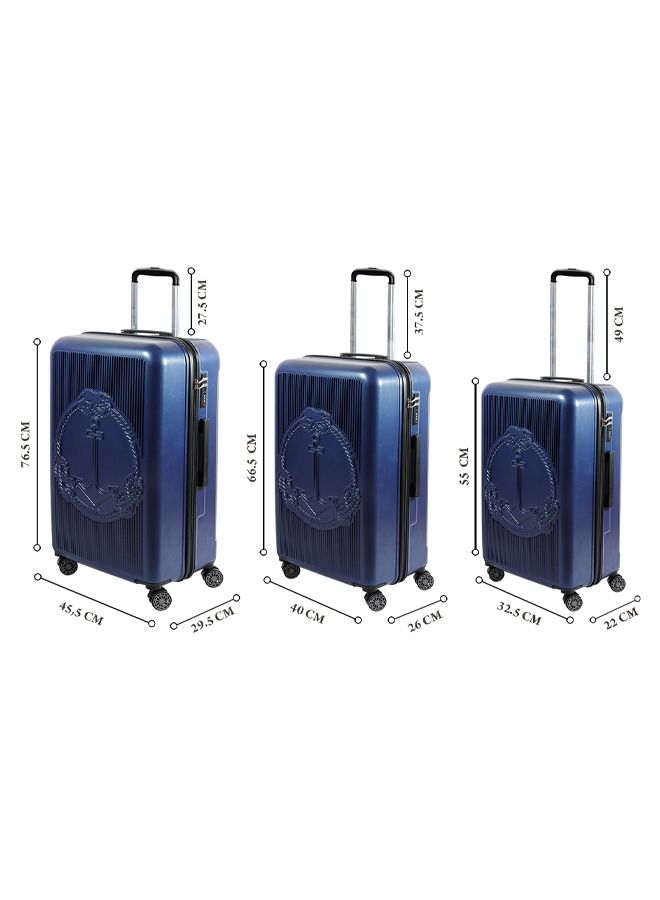3-Piece ABS Hardshell Luggage Sets (20/24/28 inch), 360° Double Spinner Wheels, TSA Lock System, Cabin Trolley Carryon Travel Luggage Set, Made in Turkey, Travel Suitcase – Navy Blue