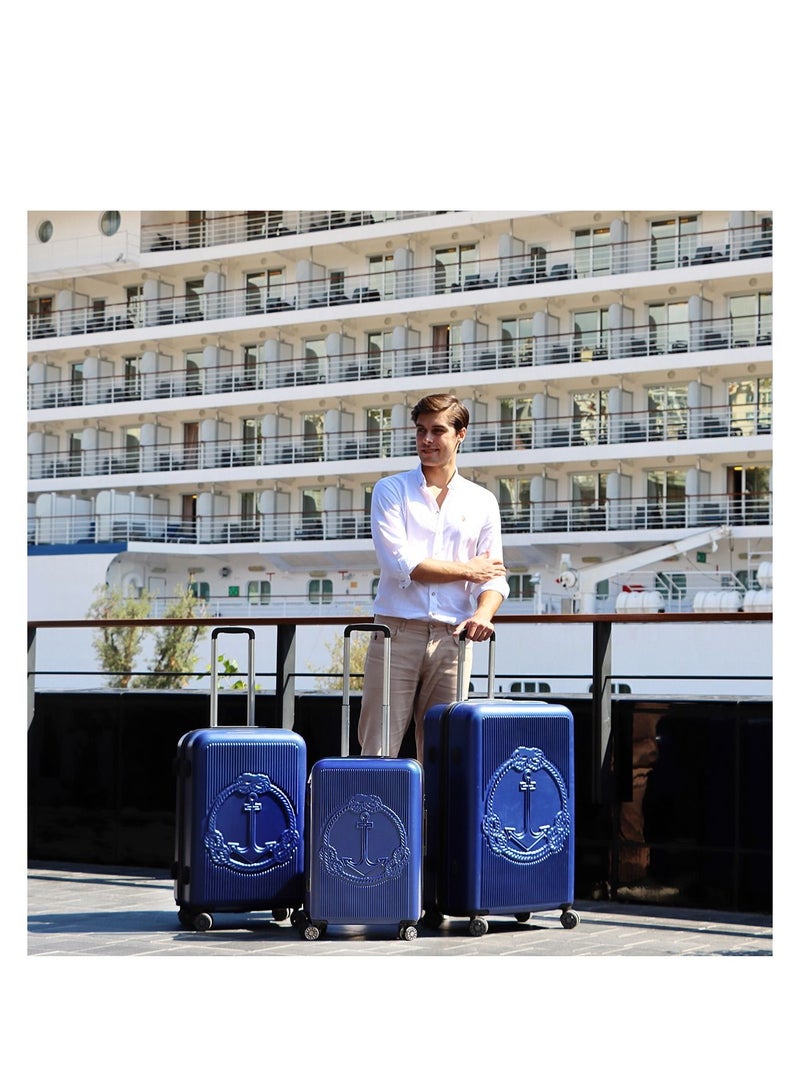 3-Piece ABS Hardshell Luggage Sets (20/24/28 inch), 360° Double Spinner Wheels, TSA Lock System, Cabin Trolley Carryon Travel Luggage Set, Made in Turkey, Travel Suitcase – Navy Blue