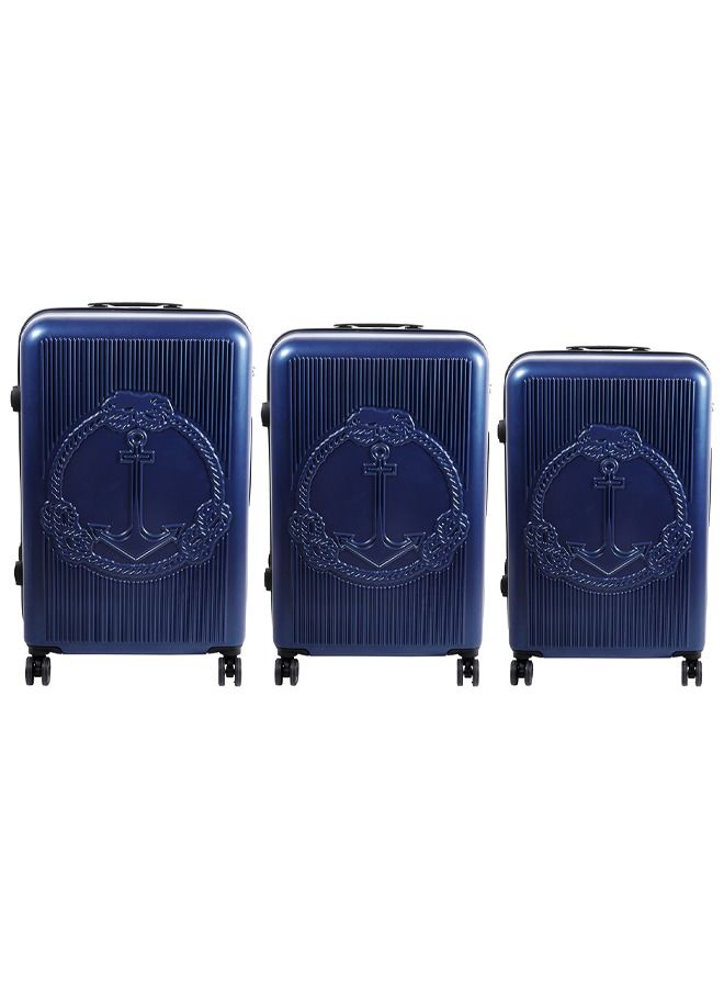 Biggdesign 3 Piece Ocean Design Carry On Luggage Set Navy