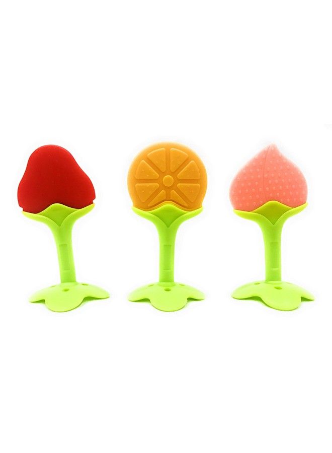 Silicone Fruit Shape Teether For 0 To 12 Months Baby Infants I Bpa Freemulticolor (Combopack Of 3)