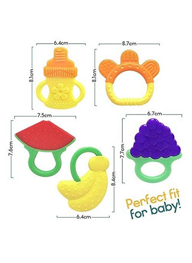 � Combo Silicone Fruit Shape Teether For Baby;Toddlers;Infants;Children (Pack Of 3) (Corn Ring Green & Grapes)