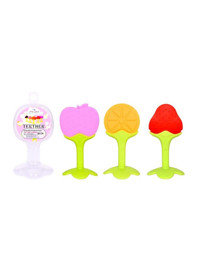 Baby Silicone Fruit Shape Teether (Multicolour Pack Of 3)