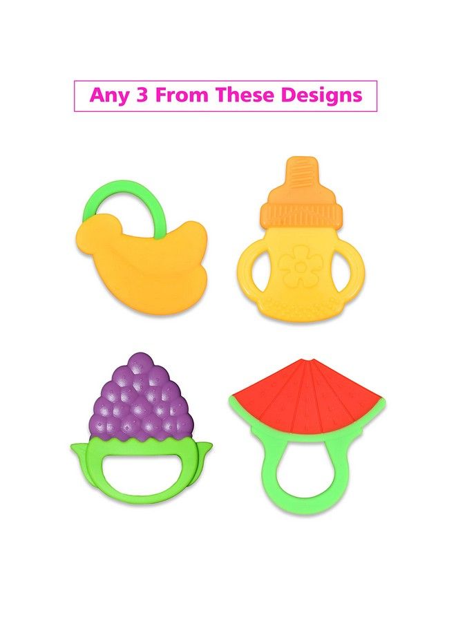 Combo Silicone Fruit Shape Teether For Baby Toddlers Infants Children (Pack Of 3) (Color 15)