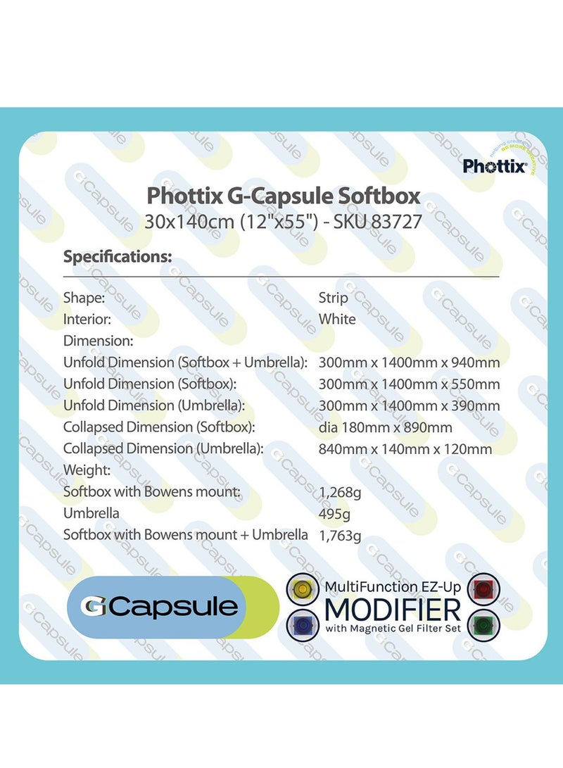 Phottix G-Capsule Softbox 30 cm x 140 cm (12 Inch x 55 Inch)