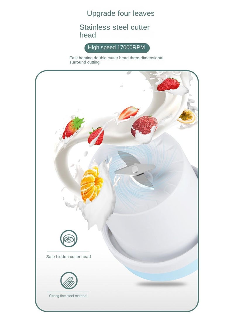 Portable Electric Juicer Cup Outdoor Wireless Fruit Stirring Cup Blue 1300mah