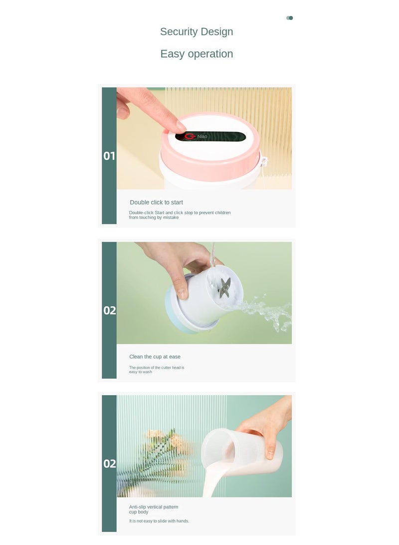 Portable Electric Juicer Cup Outdoor Portable Fruit Stirring Cup Light Pink 1300mah