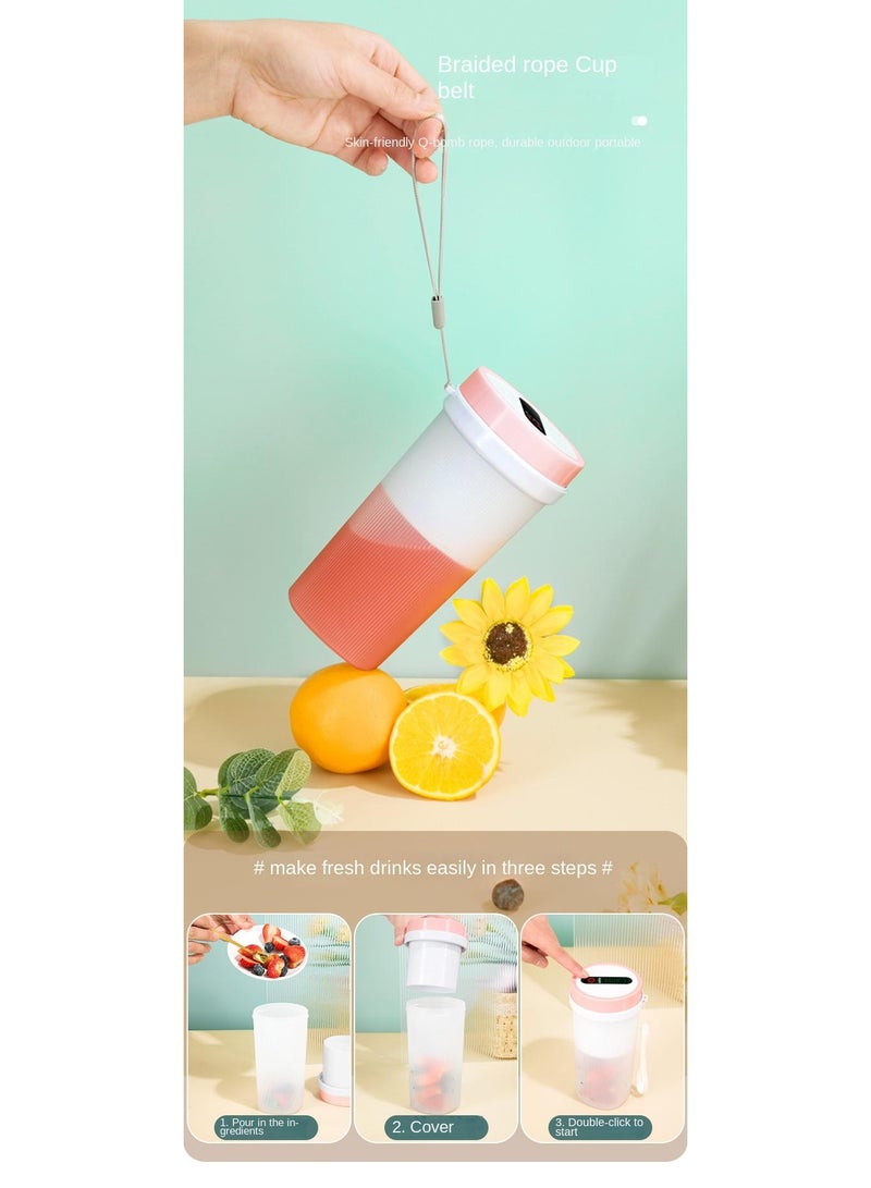 Portable Electric Juicer Cup Outdoor Portable Fruit Stirring Cup Light Pink 1300mah