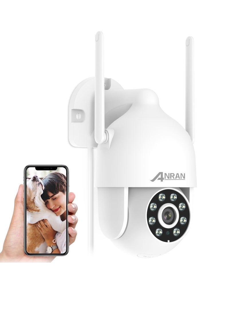 ANRAN 2K Outdoor Security Camera with 360 Degree Full Viewing Angle, Smart Motion Activated Alarm, Spotlight and Siren, Color Night Vision, 2 Way Audio for Home Security, SD and Cloud Storage