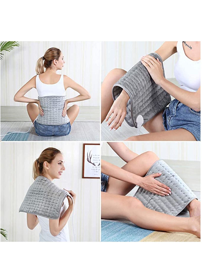 Heating Pad, Electric Heat Pad for Back Pain Relief and Cramps, Ultra-Soft Moist Dry Therapy Heat Pad, Electric Fast Heat Pad 6 Heat Settings with Auto Shut Off and Washable (60 x 30 cm)