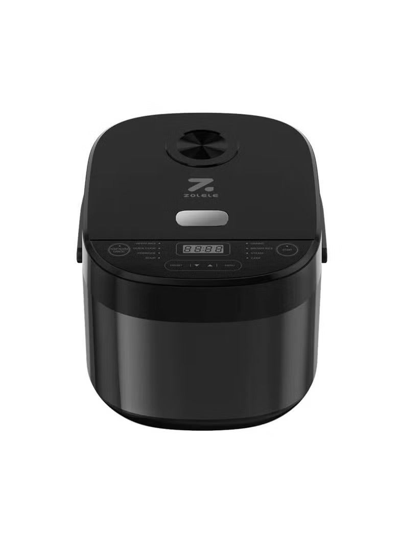 ZOLELE Smart Rice Cooker 5L ZB600 Smart Rice Cooker for Rice With 16 Preset Cooking Functions, 24-Hour Timer, Warm Function, and Non-Stick Inner Pot-Black