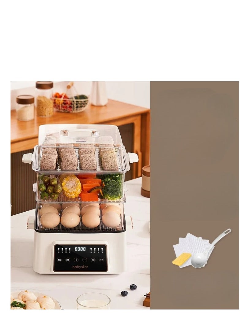 Multifunctional Electric Food Steamer Pot with Automatic 3 Layer Power Large Capacity  and Specialized Seafood Cooking Capabilities for Home Use.