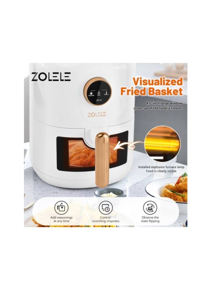 Zolele Electric Air Fryer, 4.5L Capacity, 4D Hot Air Circulation, Non-Stick Coating Fried Basket, Window Basket, Wide Preset, Black | ZA004-BLACK
