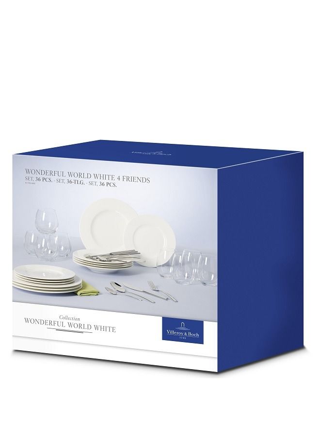 36-Piece Wonderful World White Dinner Sets