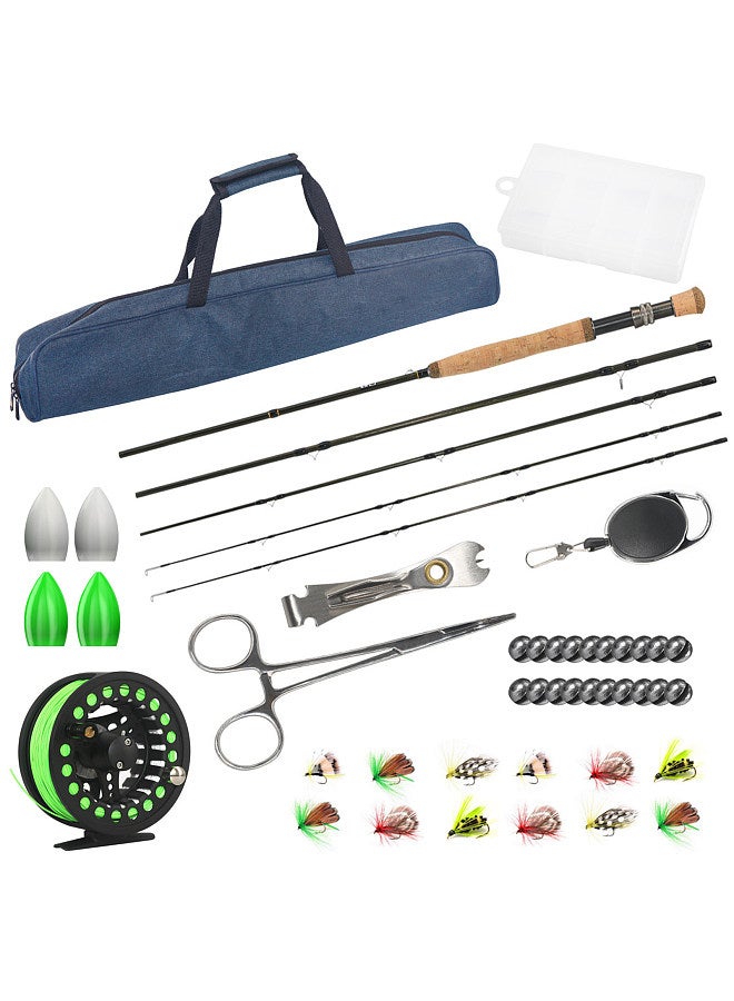 Carbon Fly Fishing Rod and Reel Combo Set 42 Pieces Kit  Fly Fishing Gear Set  Fly Fishing Rod and Reel Package  Fly Fishing Starter Kit