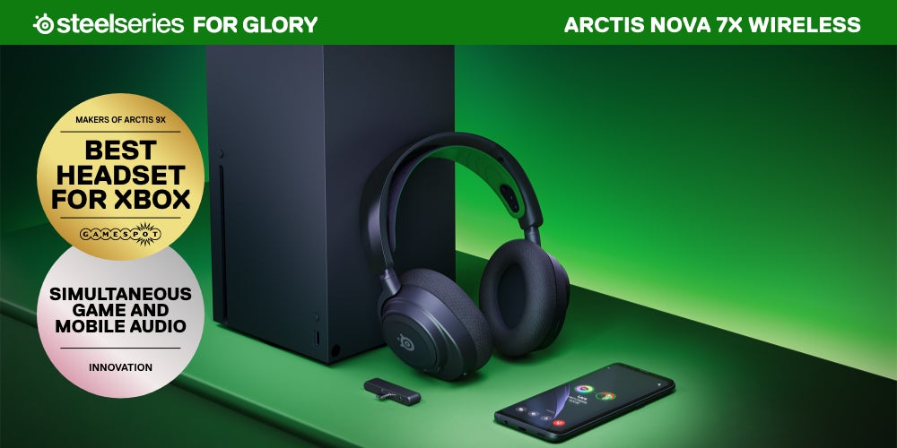 Arctis Nova 7X Wireless Multi System Gaming & Mobile Headset, Nova Acoustic System, 2.4GHz+Bluetooth, 38Hr Battery, ClearCast Gen2 Mic, For Xbox Series X|S, PC, PS5, Black | 61565