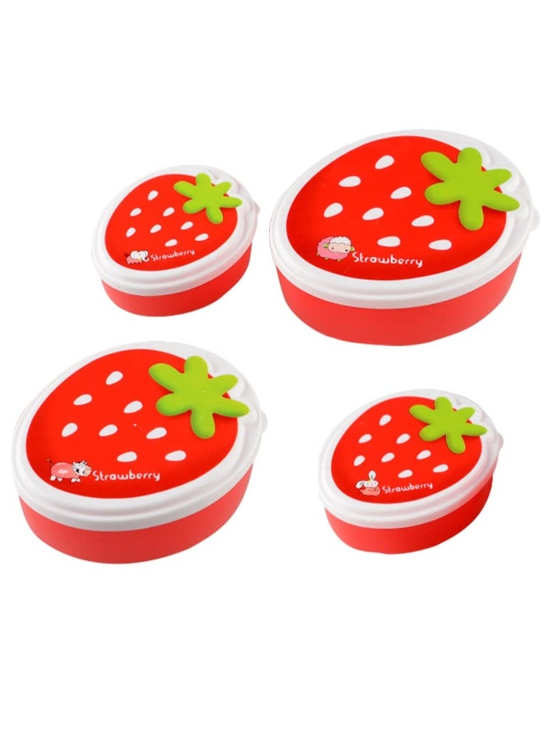 4pcs Strawberry Bento Box Set portable food container leakproof reusable lunch holder for Kids Adults and Outdoor Adventures