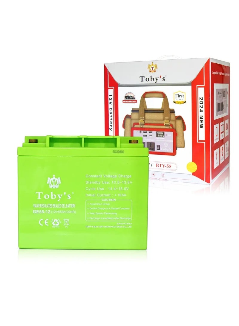 Toby's BTY 55A Battery 55000mAh Power Rechargeable Battery With 220V Power Inverter Best For Camping