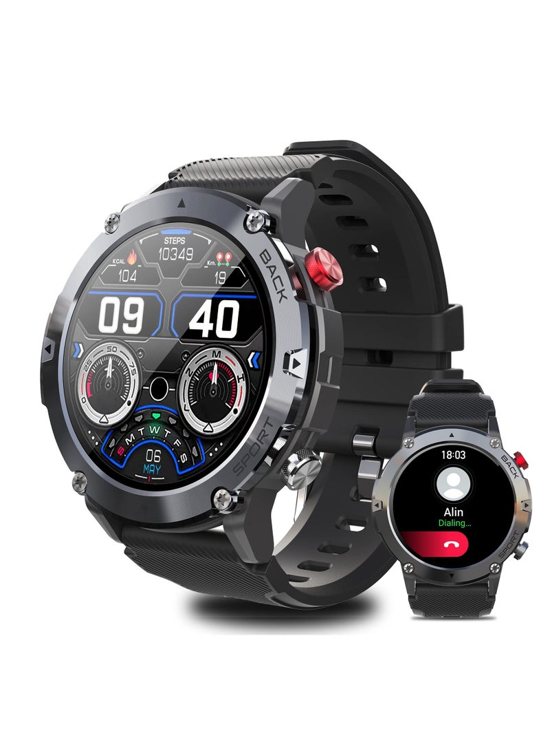 Smart Watch for Men, Fitness Smartwatch with Bluetooth Call, IP68 Waterproof, Heart Rate Monitor, Sleep Tracker, and 20+ Sports Modes for Android and iOS