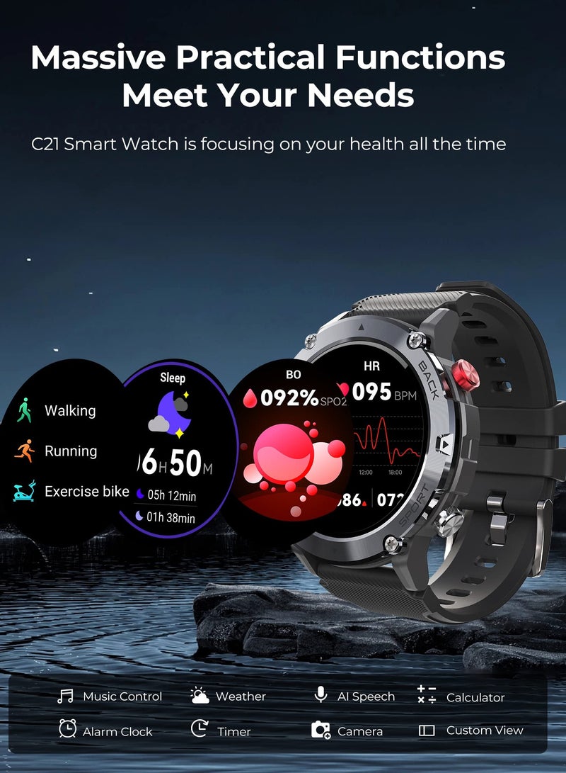 Smart Watch for Men, Fitness Smartwatch with Bluetooth Call, IP68 Waterproof, Heart Rate Monitor, Sleep Tracker, and 20+ Sports Modes for Android and iOS