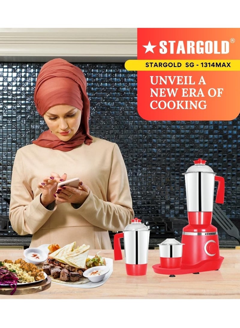 3 in 1 Mixer Grinder With Stainless Steel Powerful Copper Motor 800W