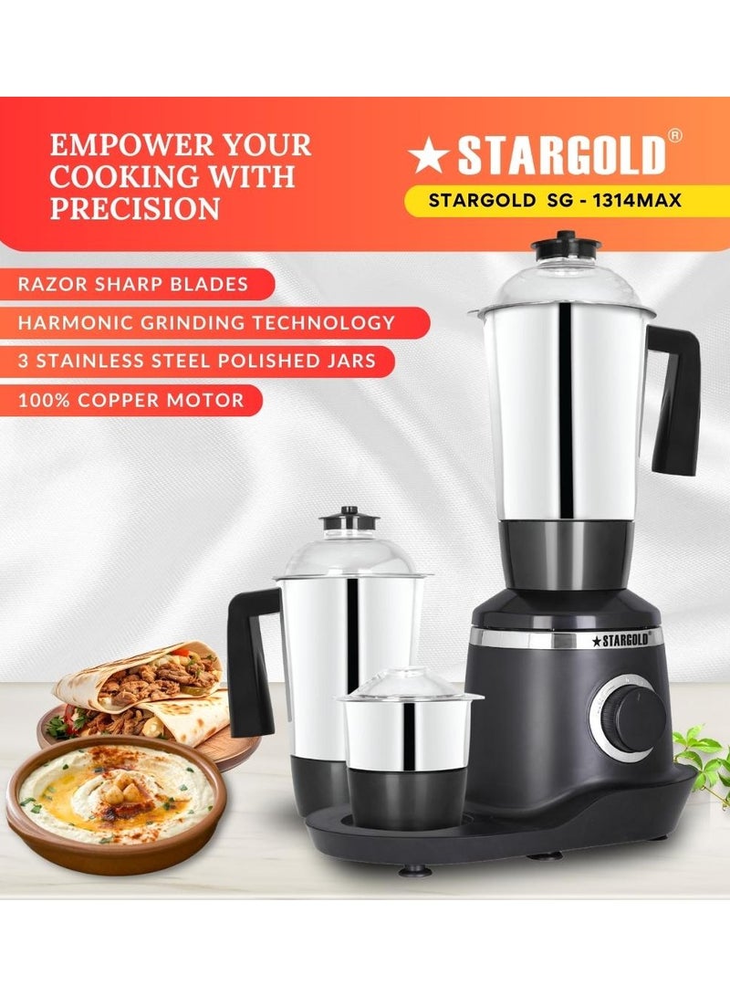 3 in 1 Mixer Grinder With Stainless Steel Powerful Copper Motor 800W