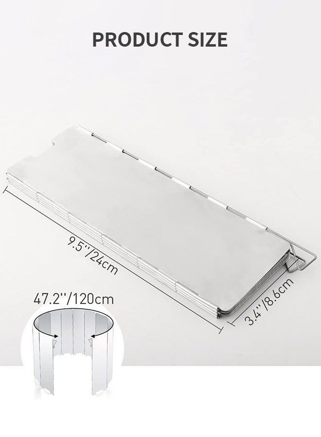 Camping Stove Windscreen,10 Panels Wind Shield Aluminium Alloy Windshield Camp Stove Wind Screen for Stove in Camping, Hiking,Portable Outdoor Stove Wind Deflector