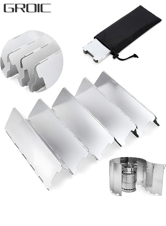 Camping Stove Windscreen,10 Panels Wind Shield Aluminium Alloy Windshield Camp Stove Wind Screen for Stove in Camping, Hiking,Portable Outdoor Stove Wind Deflector