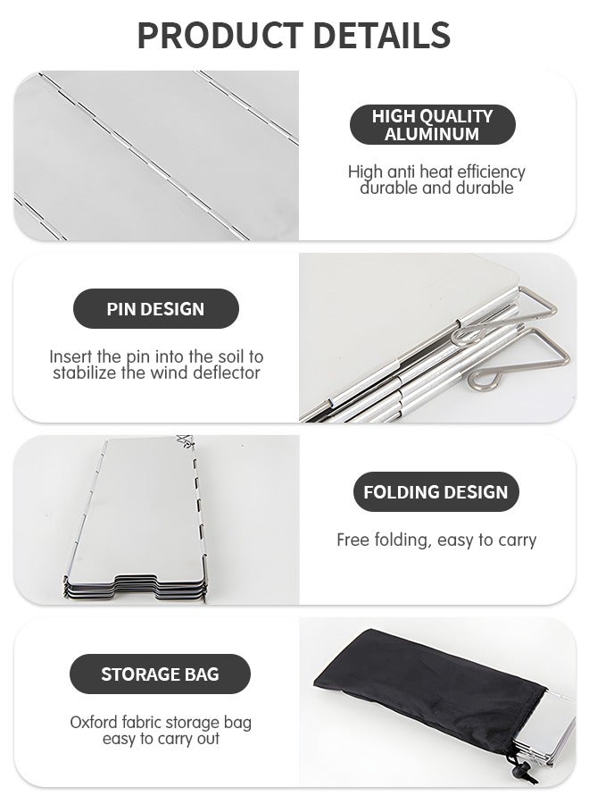 Camping Stove Windscreen,10 Panels Wind Shield Aluminium Alloy Windshield Camp Stove Wind Screen for Stove in Camping, Hiking,Portable Outdoor Stove Wind Deflector