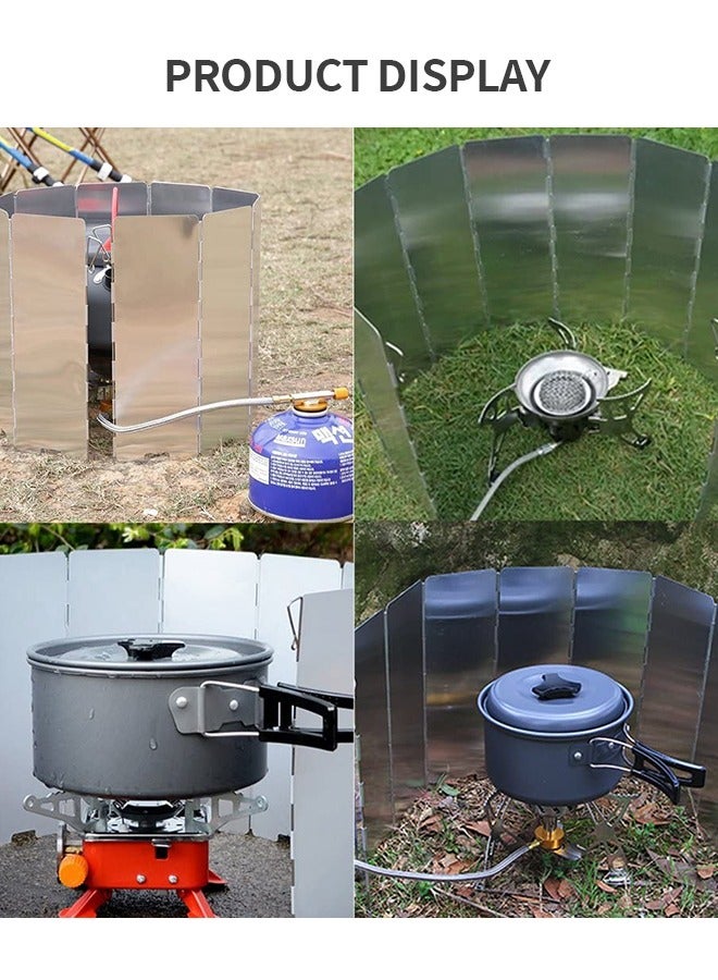 Camping Stove Windscreen,10 Panels Wind Shield Aluminium Alloy Windshield Camp Stove Wind Screen for Stove in Camping, Hiking,Portable Outdoor Stove Wind Deflector