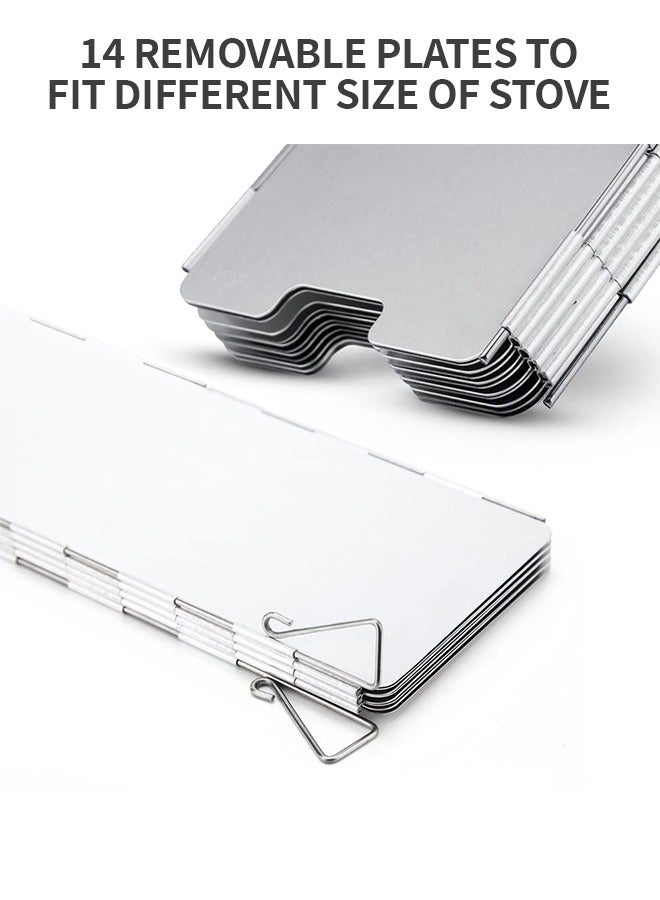 Camping Stove Windscreen,10 Panels Wind Shield Aluminium Alloy Windshield Camp Stove Wind Screen for Stove in Camping, Hiking,Portable Outdoor Stove Wind Deflector