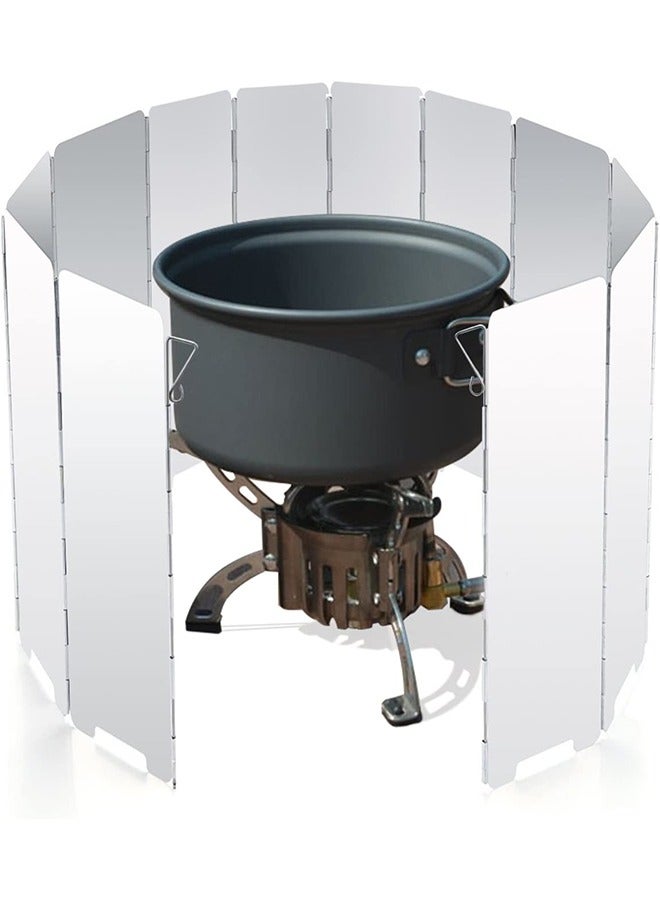 Camping Stove Windscreen,10 Panels Wind Shield Aluminium Alloy Windshield Camp Stove Wind Screen for Stove in Camping, Hiking,Portable Outdoor Stove Wind Deflector