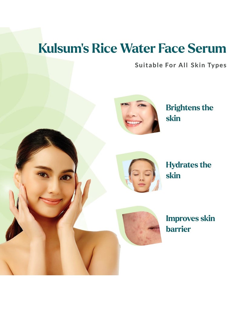 Kulsum's Kaya Kalp Herbals Rice Water Face Serum for Acne Pigmentation Control with 10% Niacinamide Serum All Skin Type 30ml