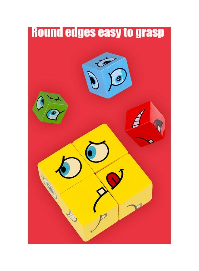 Wooden Face-Changing Cube And Block Building Game