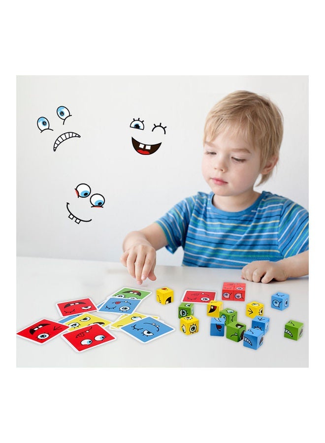 Wooden Face-Changing Cube And Block Building Game