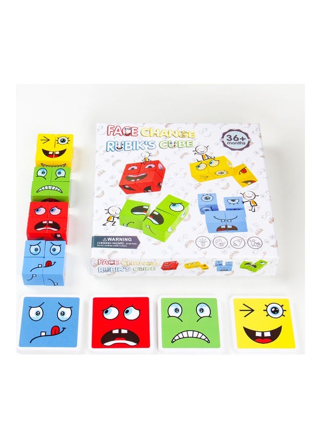 Wooden Face-Changing Cube And Block Building Game