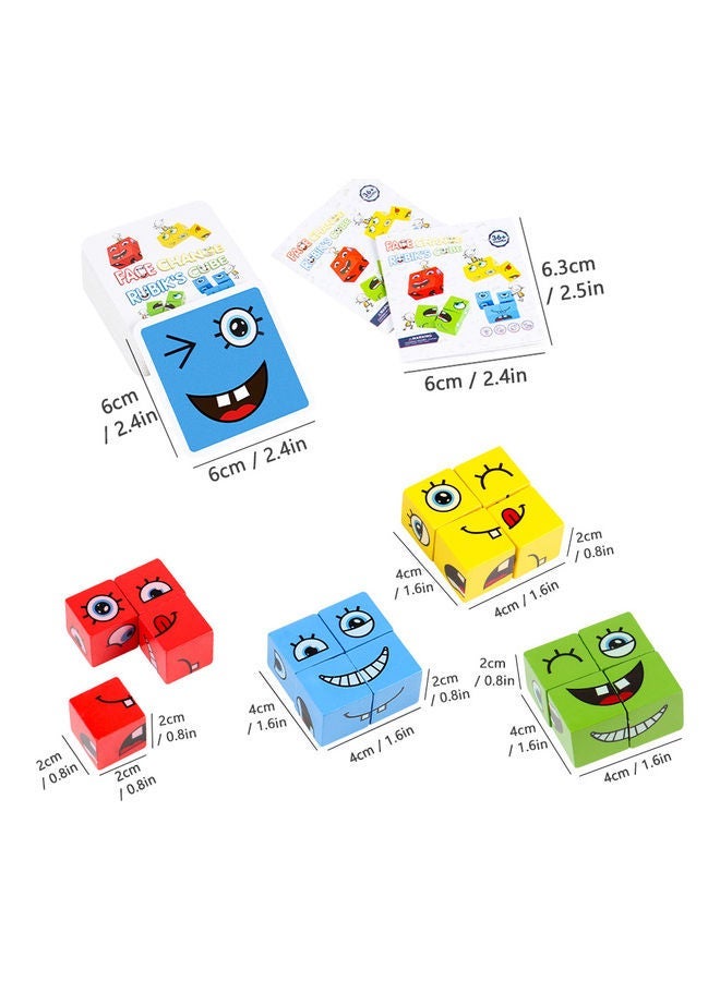 Wooden Face-Changing Cube And Block Building Game