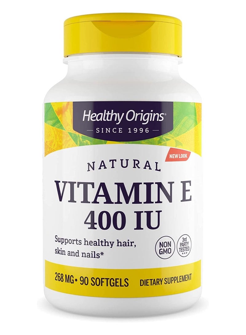Vitamin E, 400 IU with Naturally Sourced Mixed Tocopherols - Vitamin E Supplement - Non-GMO & Gluten-Free Skin, Hair, & Nails Vitamin - 90 Softgels