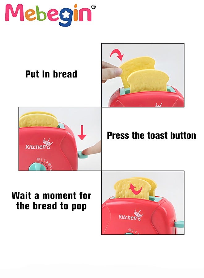 3 in 1 Kitchen Pretend Playset with Toaster, Blender and Juicer, Kitchen Appliances for Kids, Creative Play House Toys, Ideal Gift for Kids