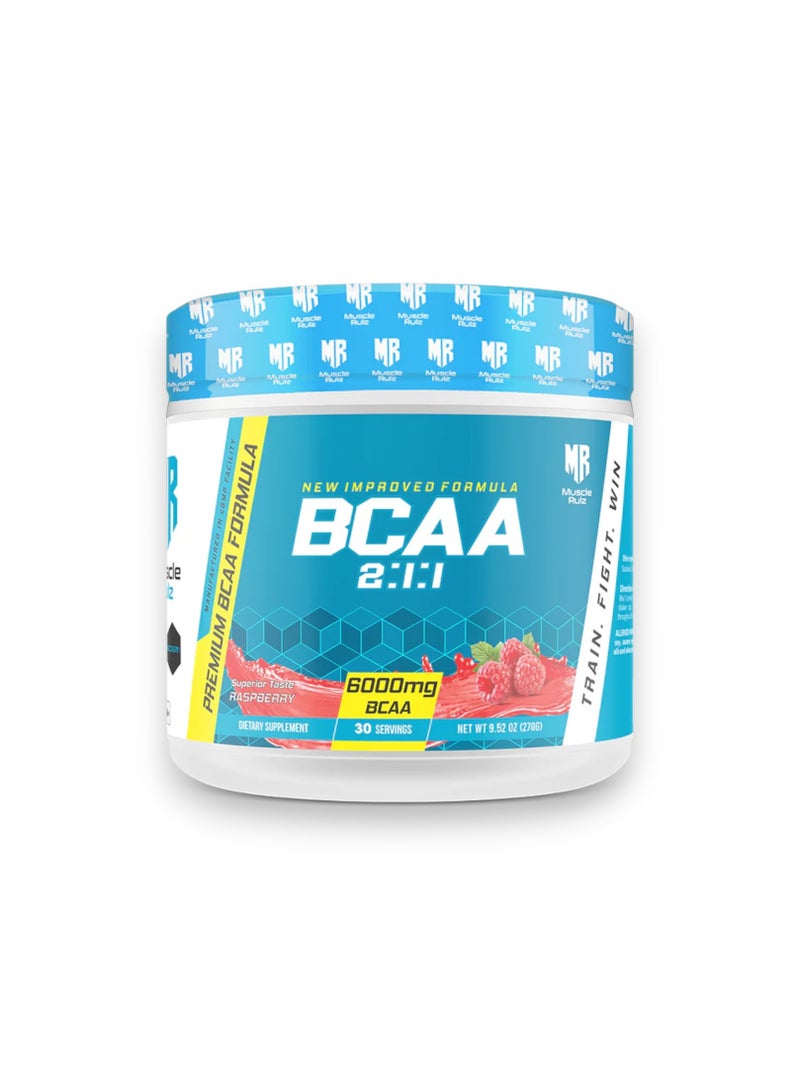 Premium BCAA Formula,  6000mg,  Raspberry Flavour, 270gm