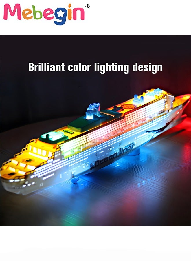 49*6*12cm Cruise Ship Model Toy, Luxury Cruise Toy with Cool Lighting and Simulated Sound, Creative Boat Toy, Colorful Electric Toy, Ideal Gift for Kids Aged 3+