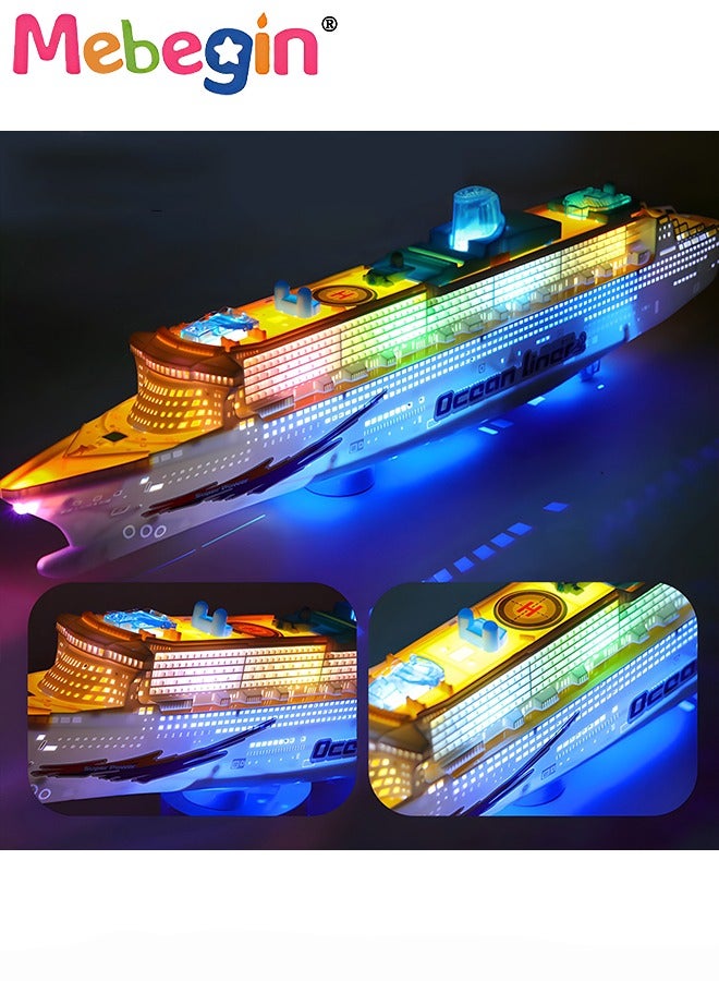 49*6*12cm Cruise Ship Model Toy, Luxury Cruise Toy with Cool Lighting and Simulated Sound, Creative Boat Toy, Colorful Electric Toy, Ideal Gift for Kids Aged 3+