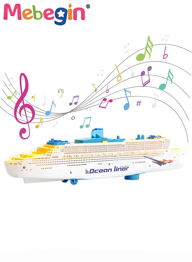 49*6*12cm Cruise Ship Model Toy, Luxury Cruise Toy with Cool Lighting and Simulated Sound, Creative Boat Toy, Colorful Electric Toy, Ideal Gift for Kids Aged 3+