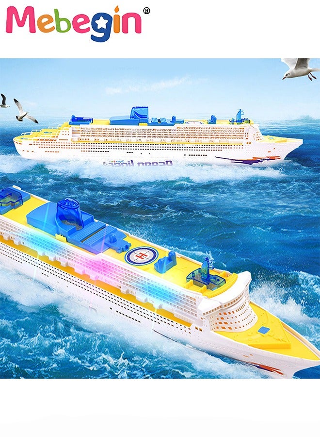 49*6*12cm Cruise Ship Model Toy, Luxury Cruise Toy with Cool Lighting and Simulated Sound, Creative Boat Toy, Colorful Electric Toy, Ideal Gift for Kids Aged 3+