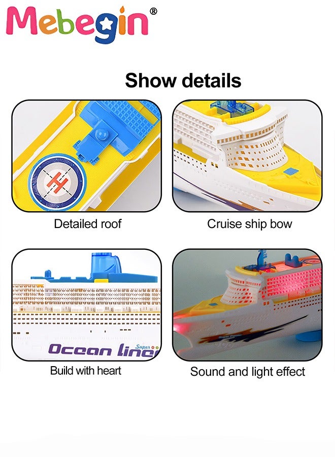 49*6*12cm Cruise Ship Model Toy, Luxury Cruise Toy with Cool Lighting and Simulated Sound, Creative Boat Toy, Colorful Electric Toy, Ideal Gift for Kids Aged 3+