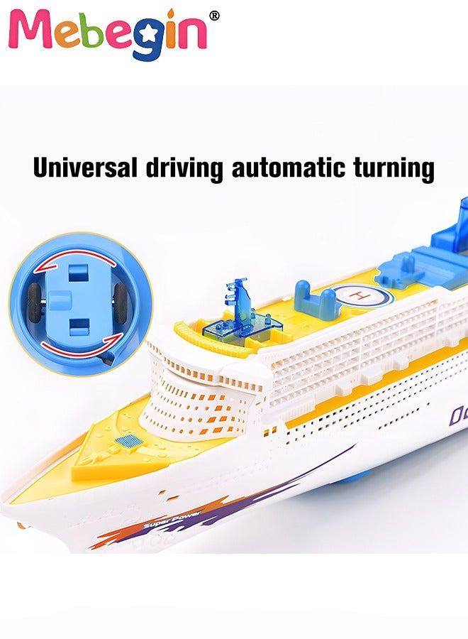49*6*12cm Cruise Ship Model Toy, Luxury Cruise Toy with Cool Lighting and Simulated Sound, Creative Boat Toy, Colorful Electric Toy, Ideal Gift for Kids Aged 3+